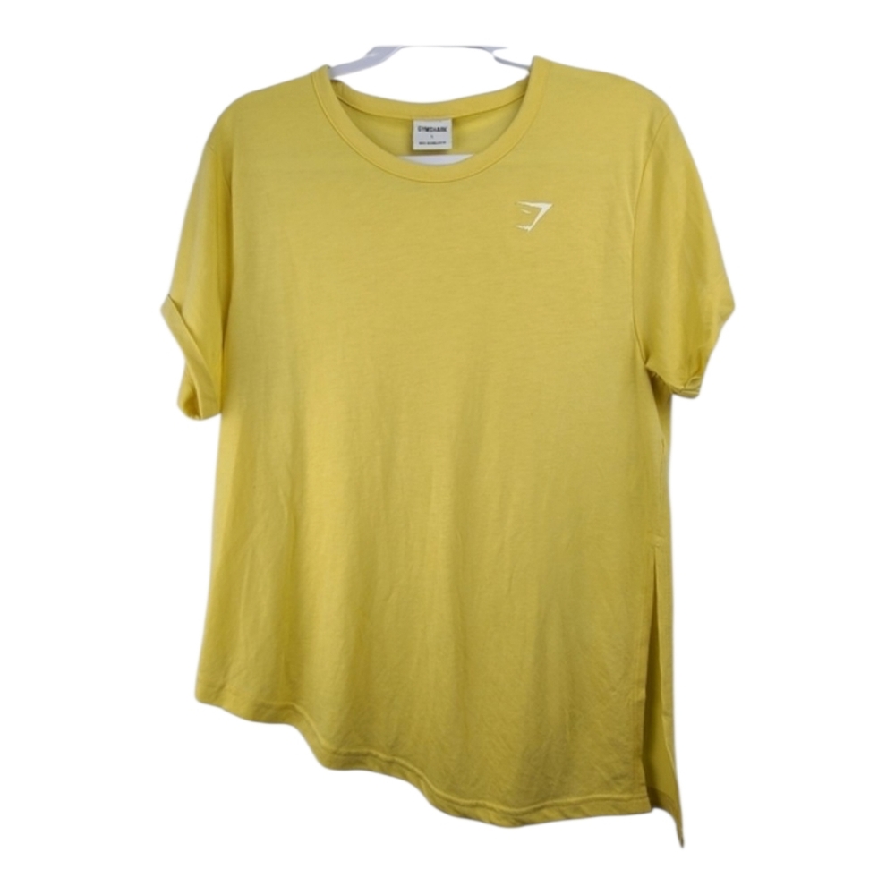 Gymshark Yellow Asymmetric Essential Short Sleeve Shirt Womens Large Athleisure